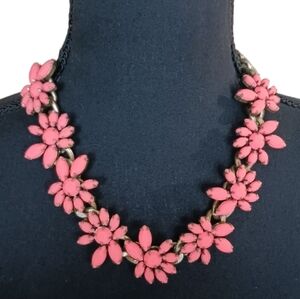 J. Crew Coral Floral Cluster Statement Necklace